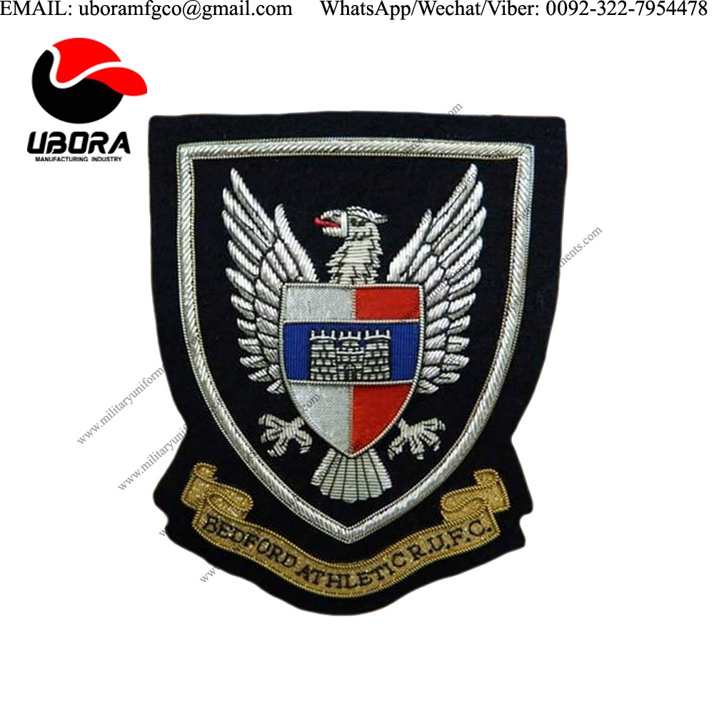 Custom sew on hand embroidery military bullion badges Bullion wire indian hand knitted supplier 